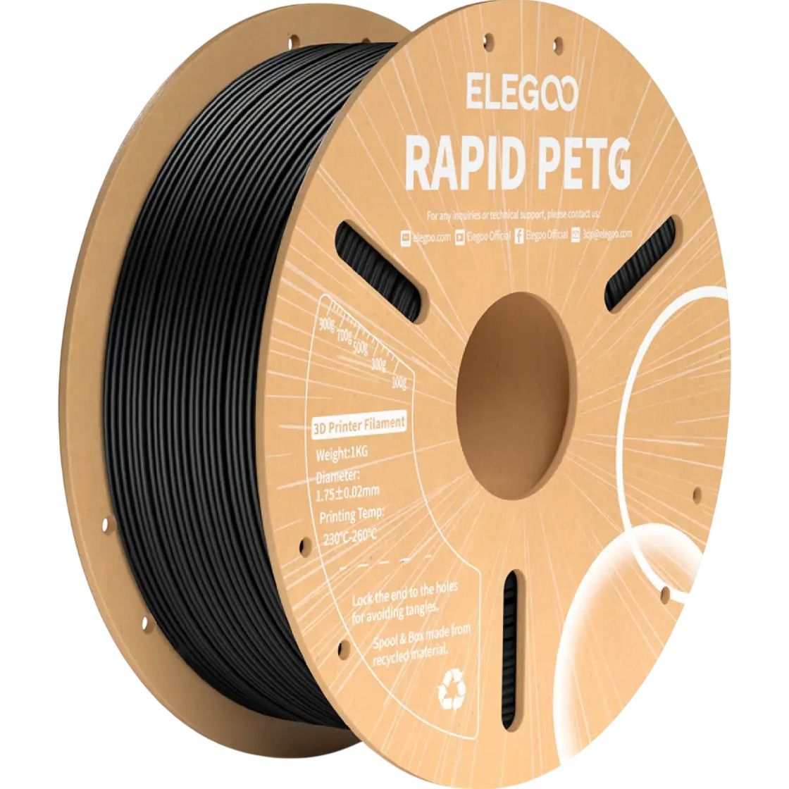 

Филамент для 3D-принтеров Elegoo Rapid PETG 1kg Black (50.203.0216)