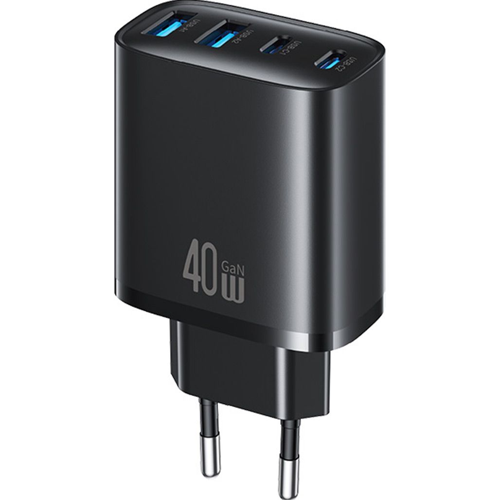Сетевое зарядное устройство Usams US-CC330 T70 2хUSB-A + 2хUSB-С 40W Black