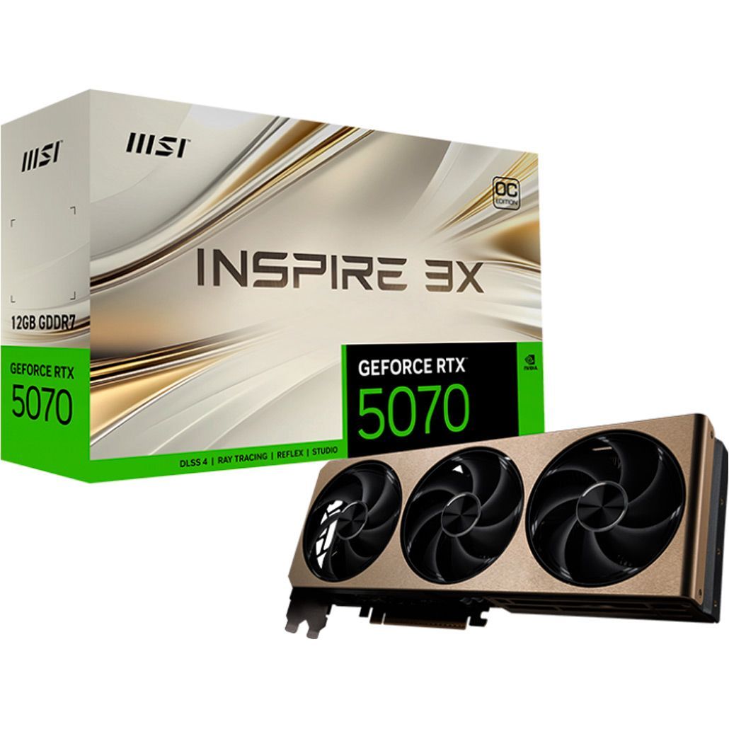 

Видеокарта MSI GeForce RTX 5070 12G INSPIRE 3X OC (G5070-12I3C) UA
