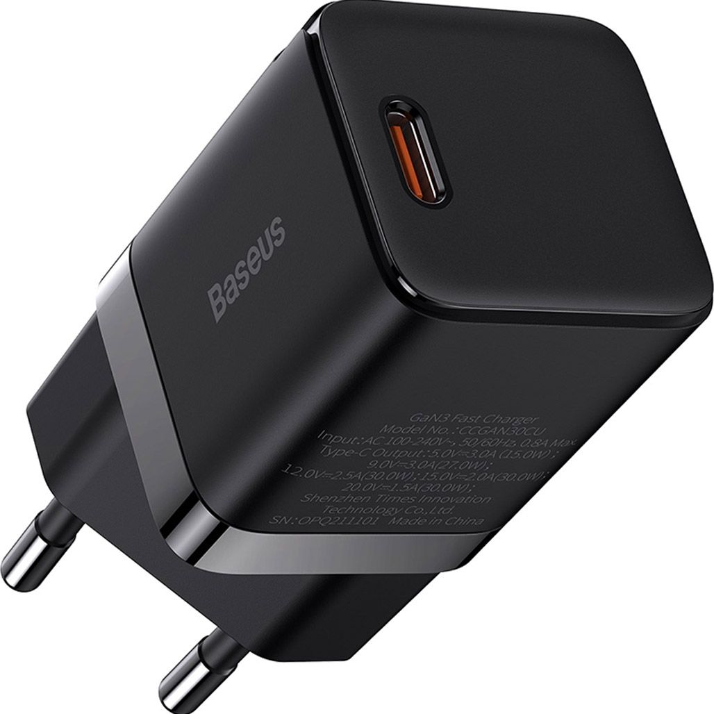 

Мережевий зарядний пристрій Baseus GaN3 Fast Charger Type-C 30W Black (CCGN010101)