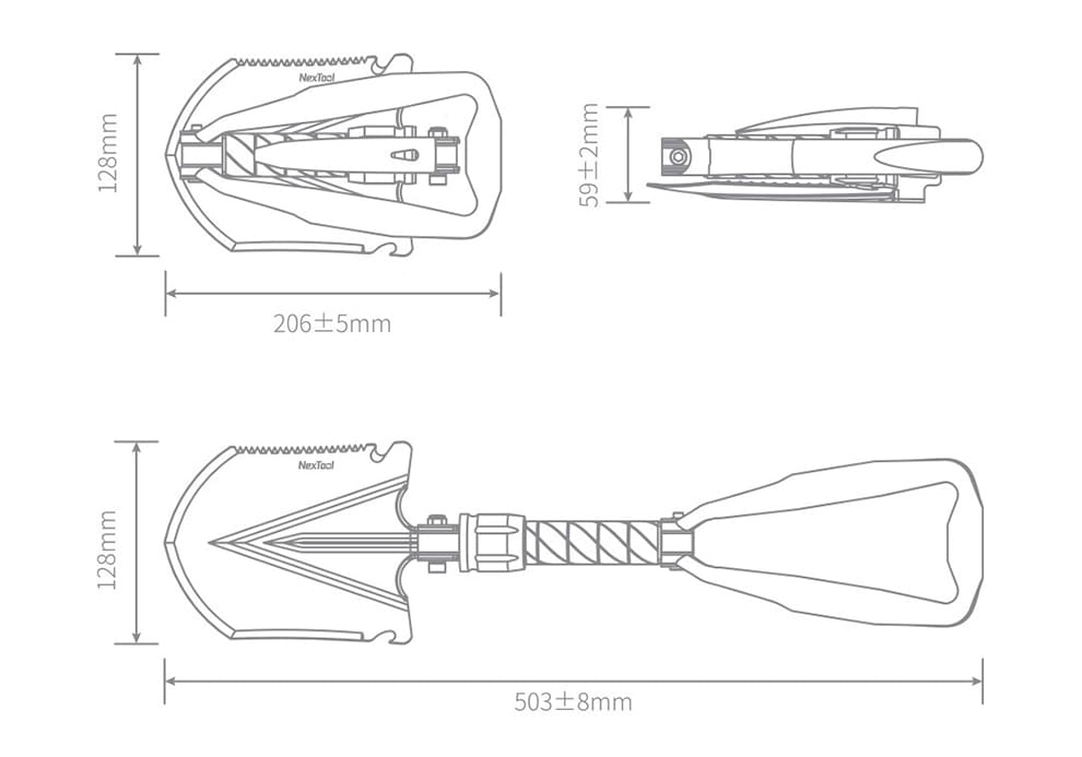 Багатофункціональна лопата Xiaomi NexTool Foldable Sapper Shovel (NE20033) 