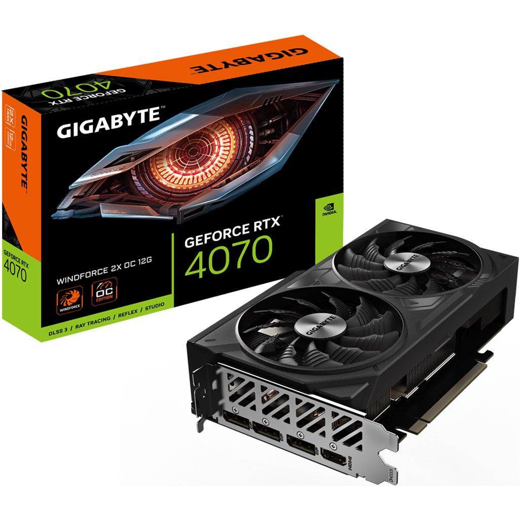 

Відеокарта Gigabyte GeForce RTX 4070 Windforce 2X OC 12G (GV-N4070WF2OC-12GD)
