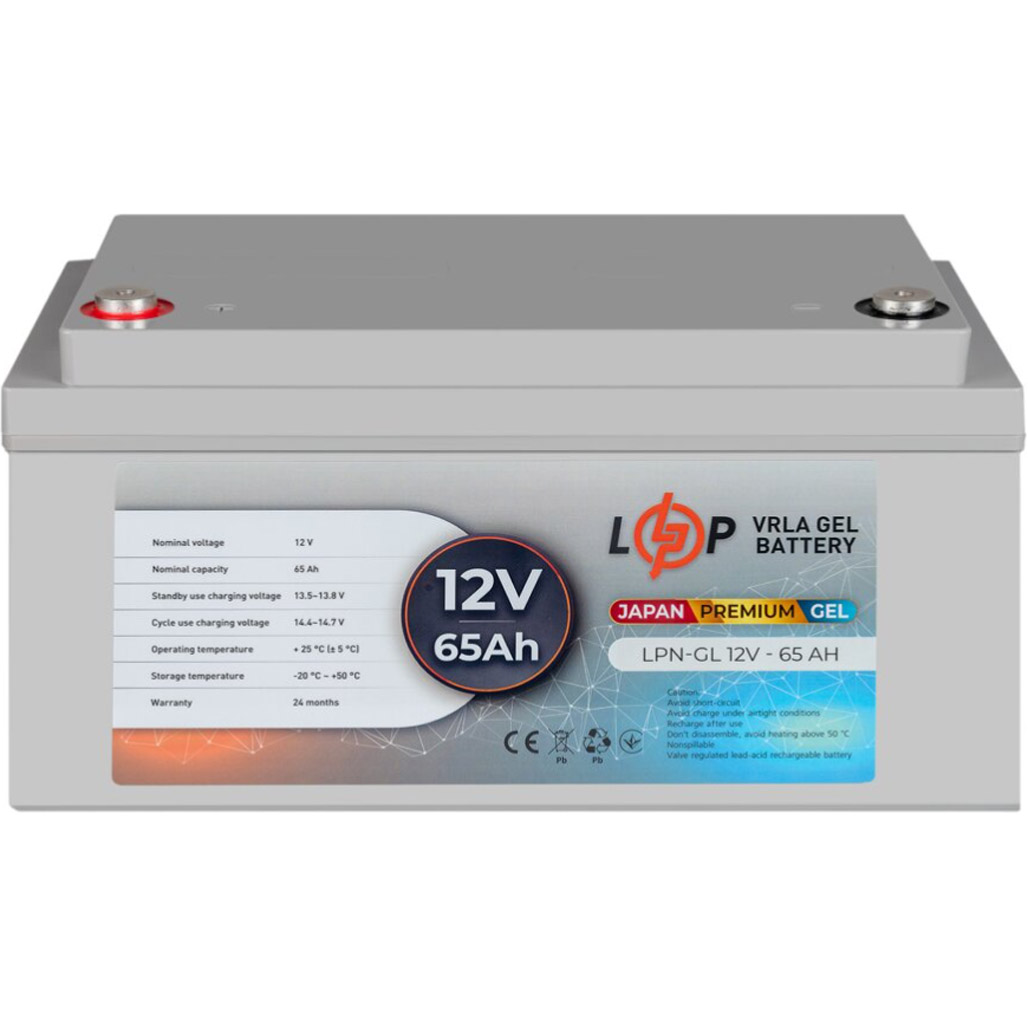 

Акумулятор LogicPower GEL 12V (12V/65Ah/780Wh) (13718)