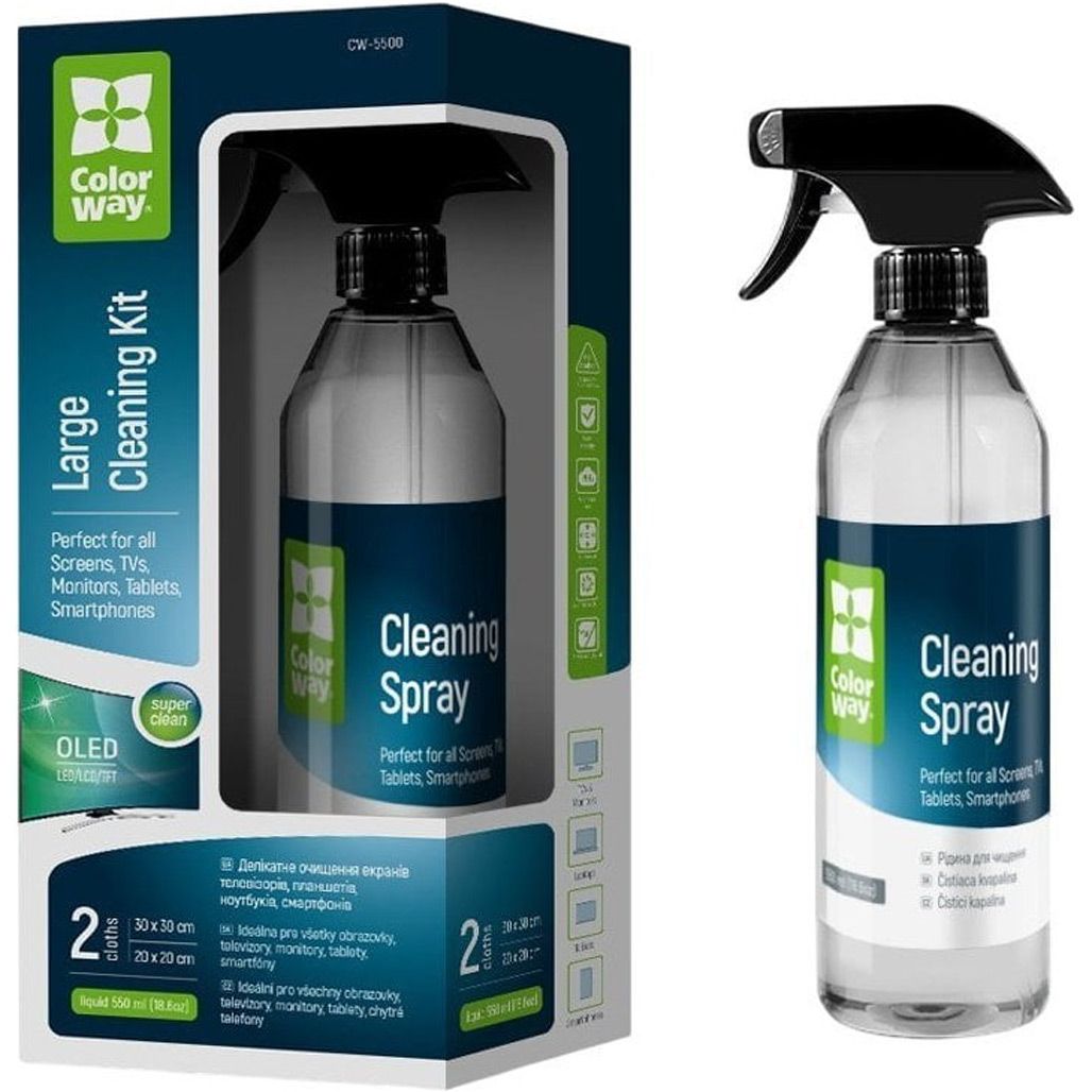 

Набор для чистки экранов ColorWay CW-5500 Спрей 550мл + 2 микрофибры