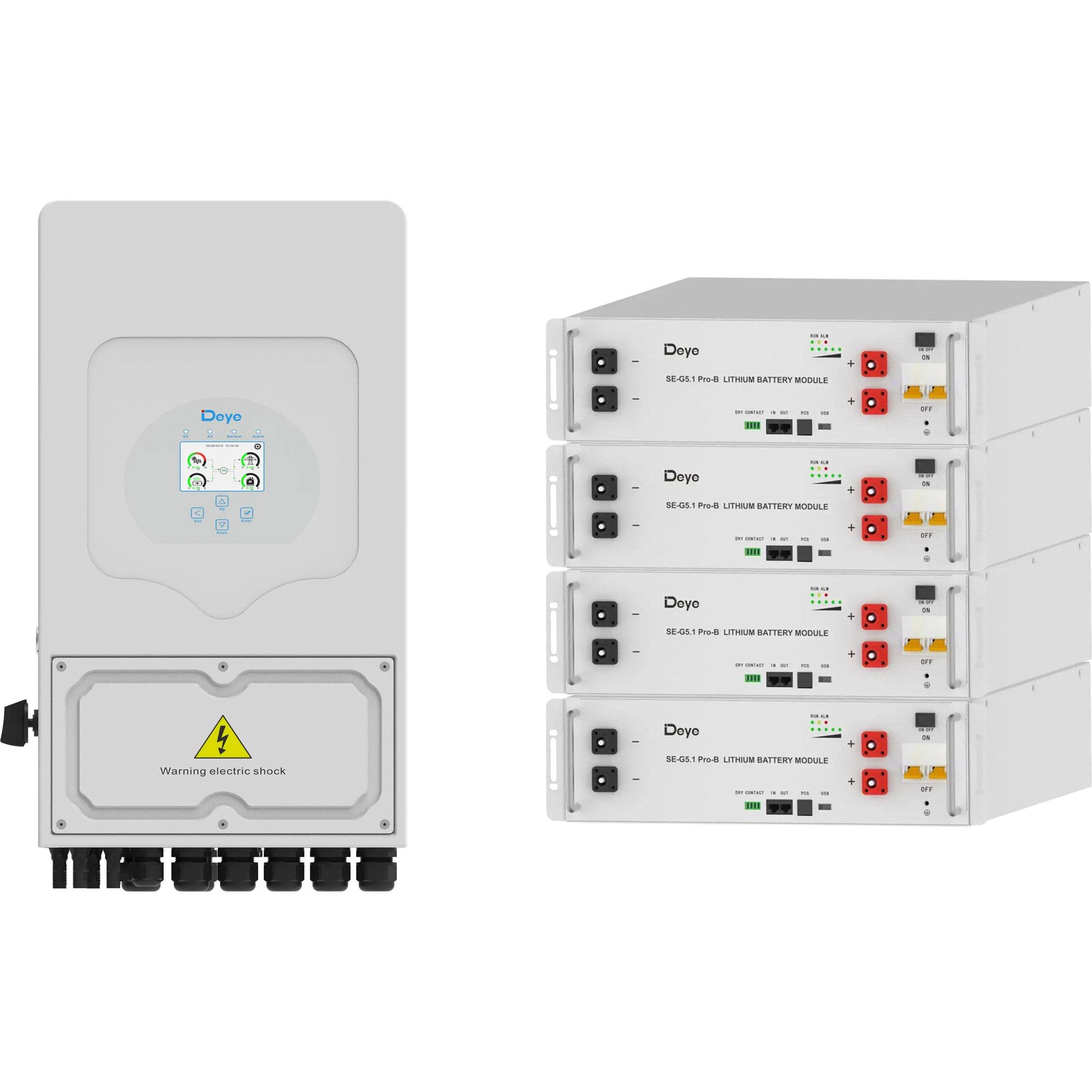 

Система хранения энергии Deye SUN-5K-SG05 5kW + 4 АКБ SE-G5.1 Pro-B 20.4kWh (51.2V/100Ah/5120Wh)