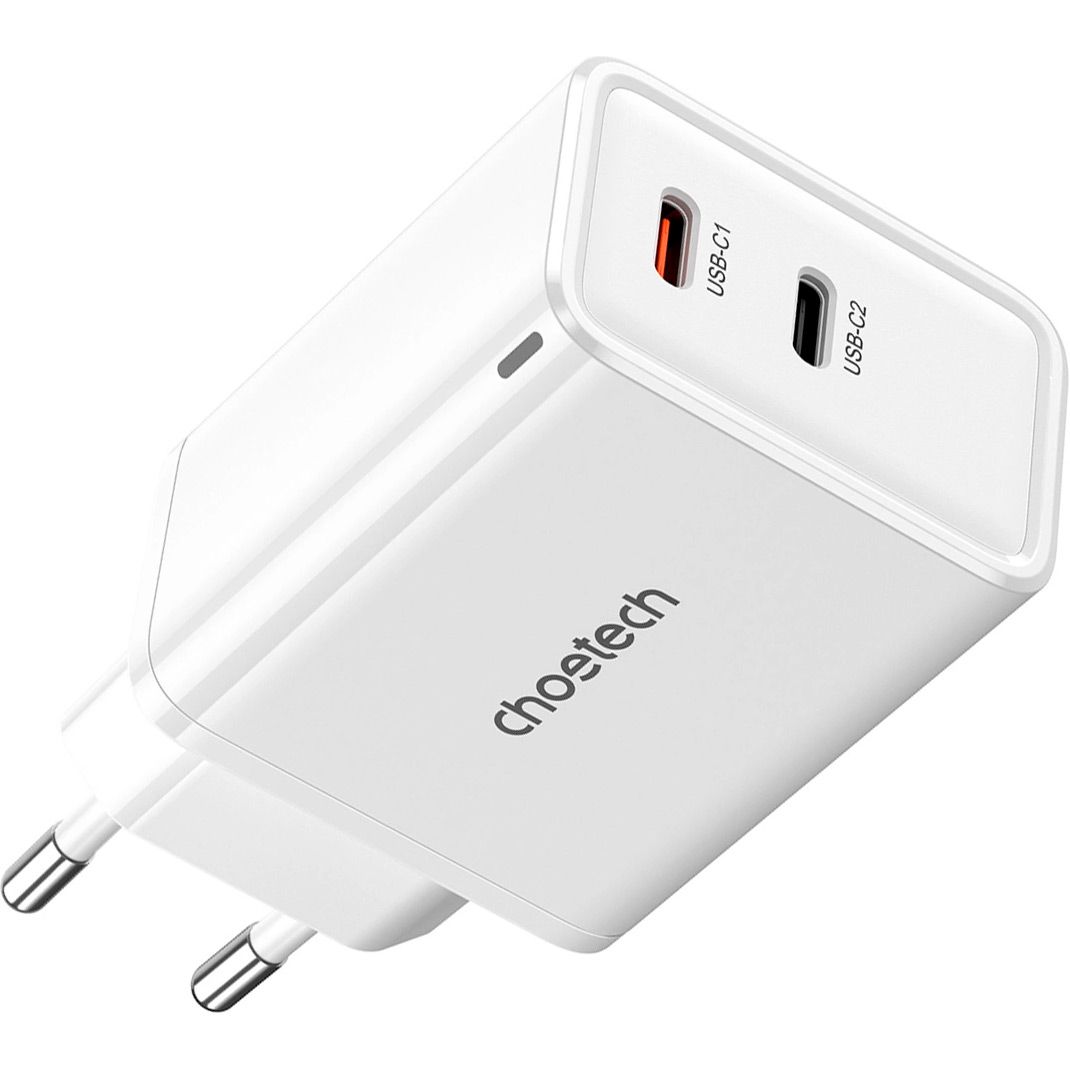 Мережевий зарядний пристрій Choetech PD Dual USB-C Charger 65W White (PD6013-EU-WH)