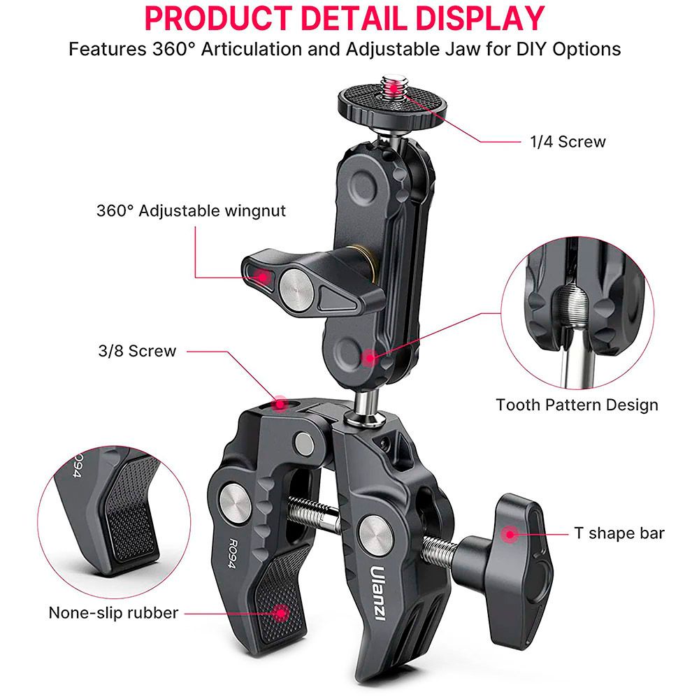 Кріплення для екшн-камери Ulanzi R094 Multi-Functional Super Clamp (2638)