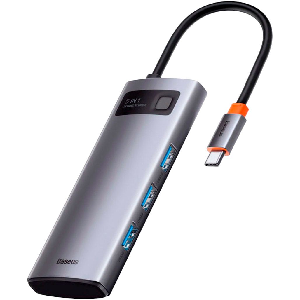 

USB-хаб Baseus Metal Gleam Series 5 в 1 Multifunctional Gray (WKWG020013)