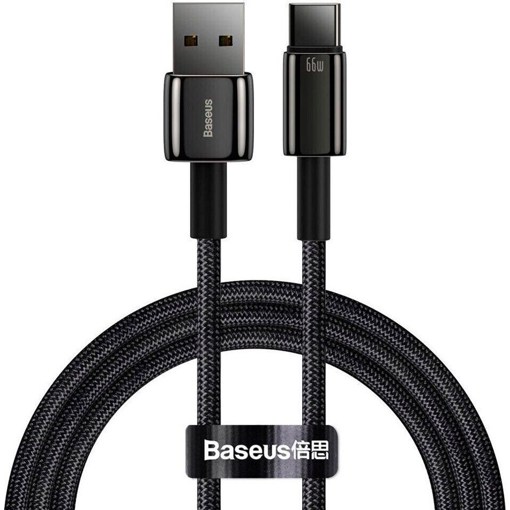 

Кабель Baseus Tungsten Gold Fast Charging Data Cable USB to Type-C 66W 1m Black (CATWJ-B01) [80087]
