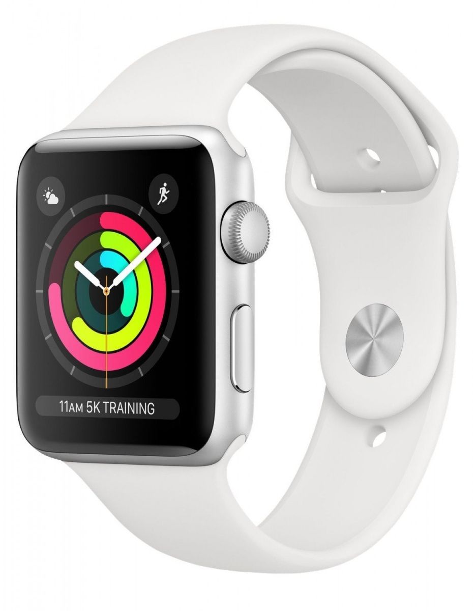 

Apple Watch Series 3 GPS 42mm Silver Aluminium Case with White Sport Band (MTF22)