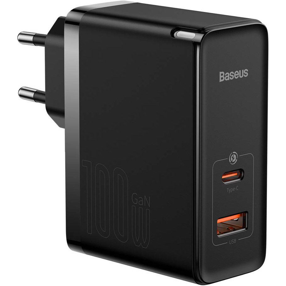 Мережевий зарядний пристрій Baseus GaN5 Pro Fast Charger C+U 100W  + Cable USB-C Black (CCGP090201)