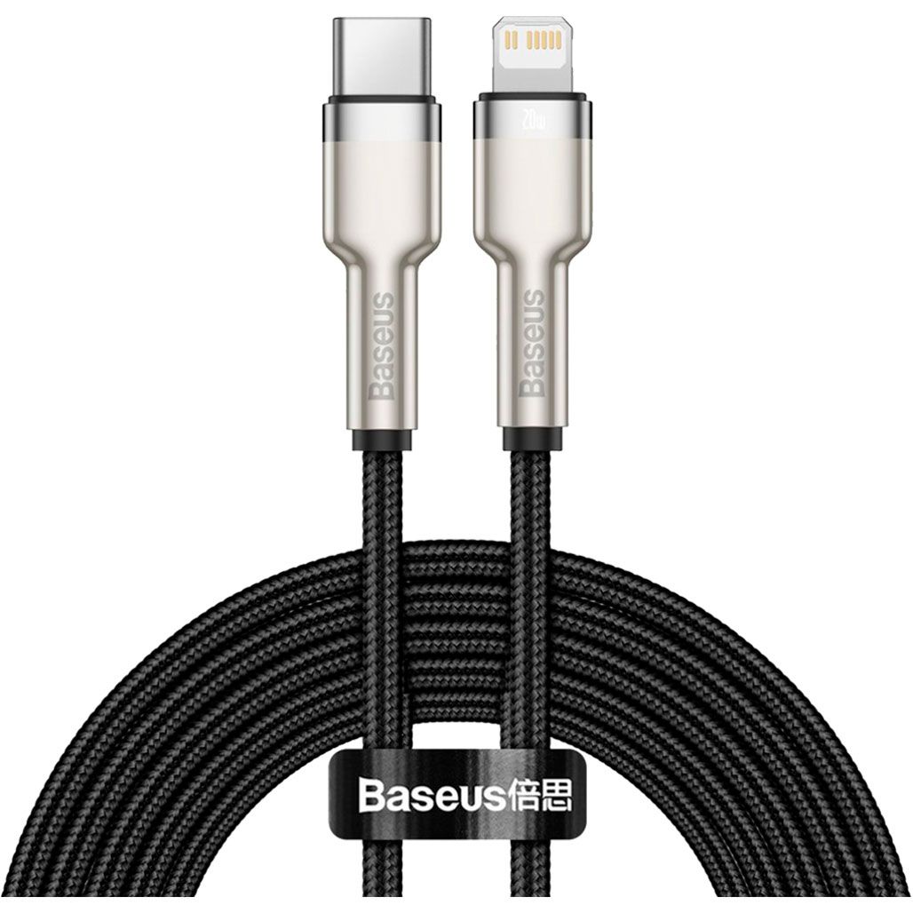 Кабель Baseus Cafule Metal USB-C to Lightning PD 20W 2m Black (CATLJK-B01)