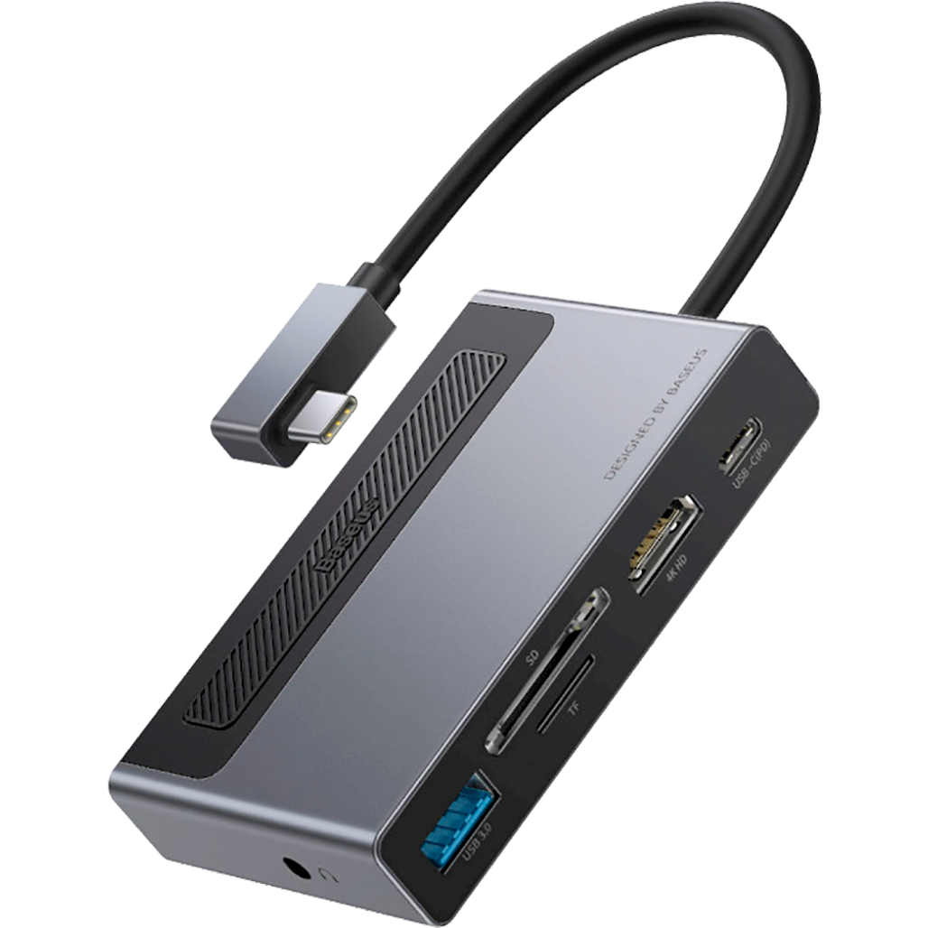 

USB-хаб Baseus Magic Multifunctional Type-C HUB with a Retractable Clip Standard Edition Space Gray (CAHUB-DA0G)