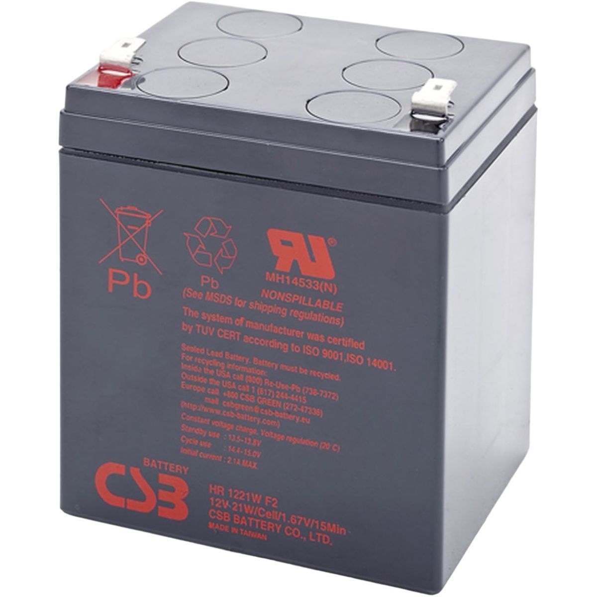 

Акумулятор CSB AGM 12V (12V/5Ah/60Wh) (HR1221WF2)