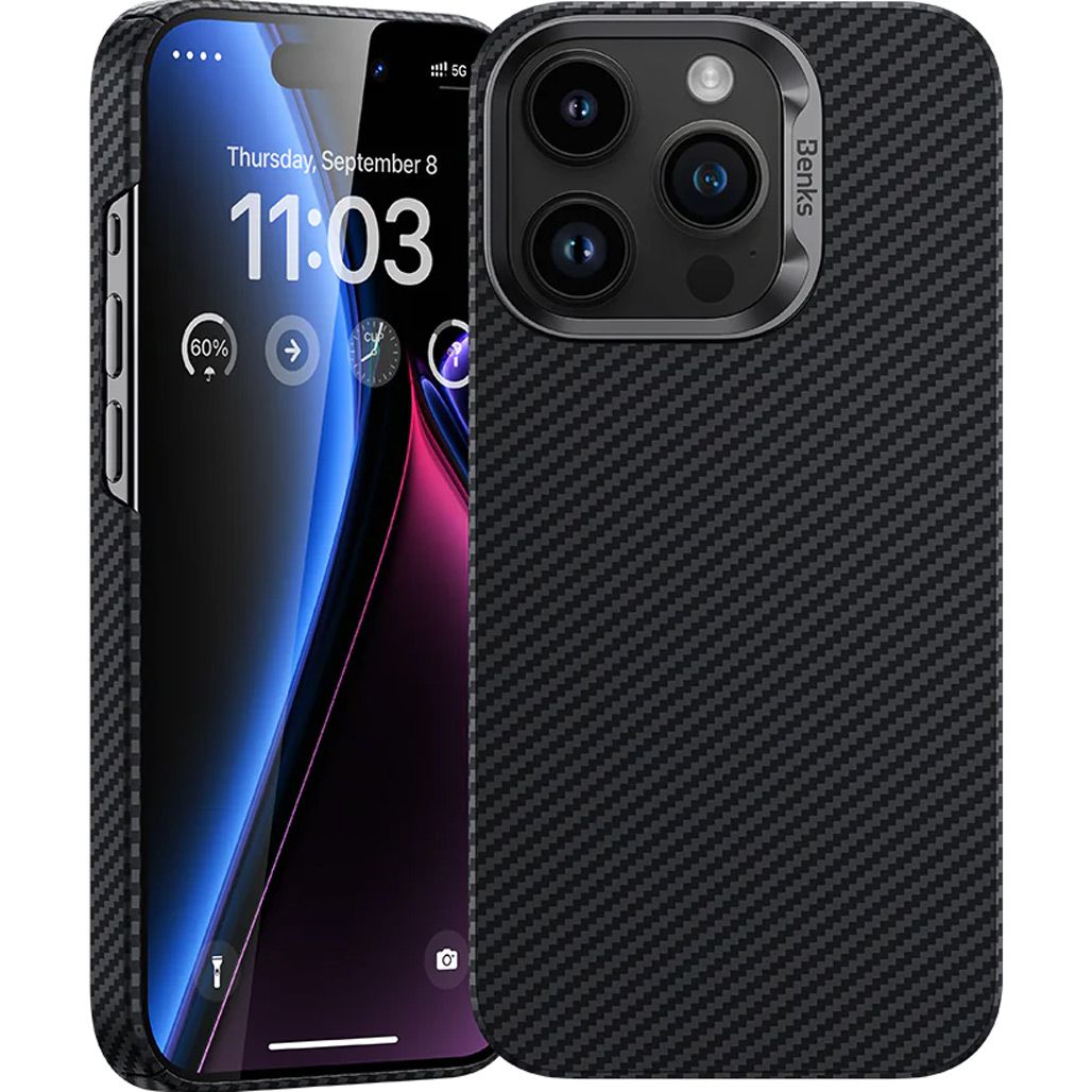 

Чехол Benks MagClap ArmorAir Kevlar Case 600D MagSafe для Apple iPhone 15 Pro Black