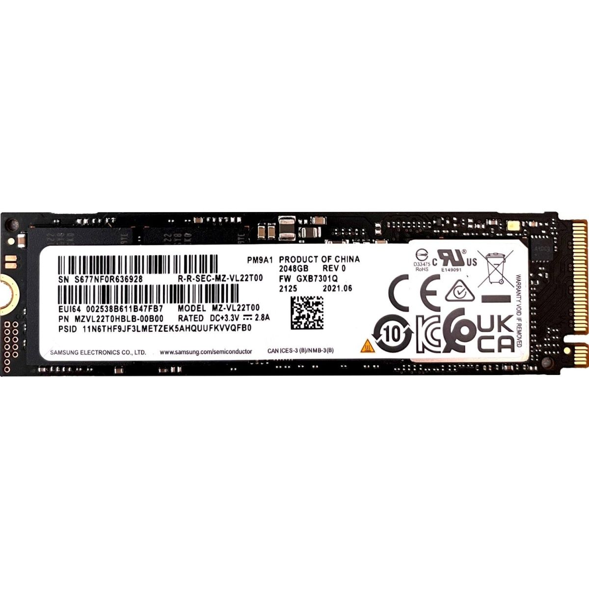 

SSD накопичувач Samsung PM9A1 2TB (MZVL22T0HBLB-00B00)