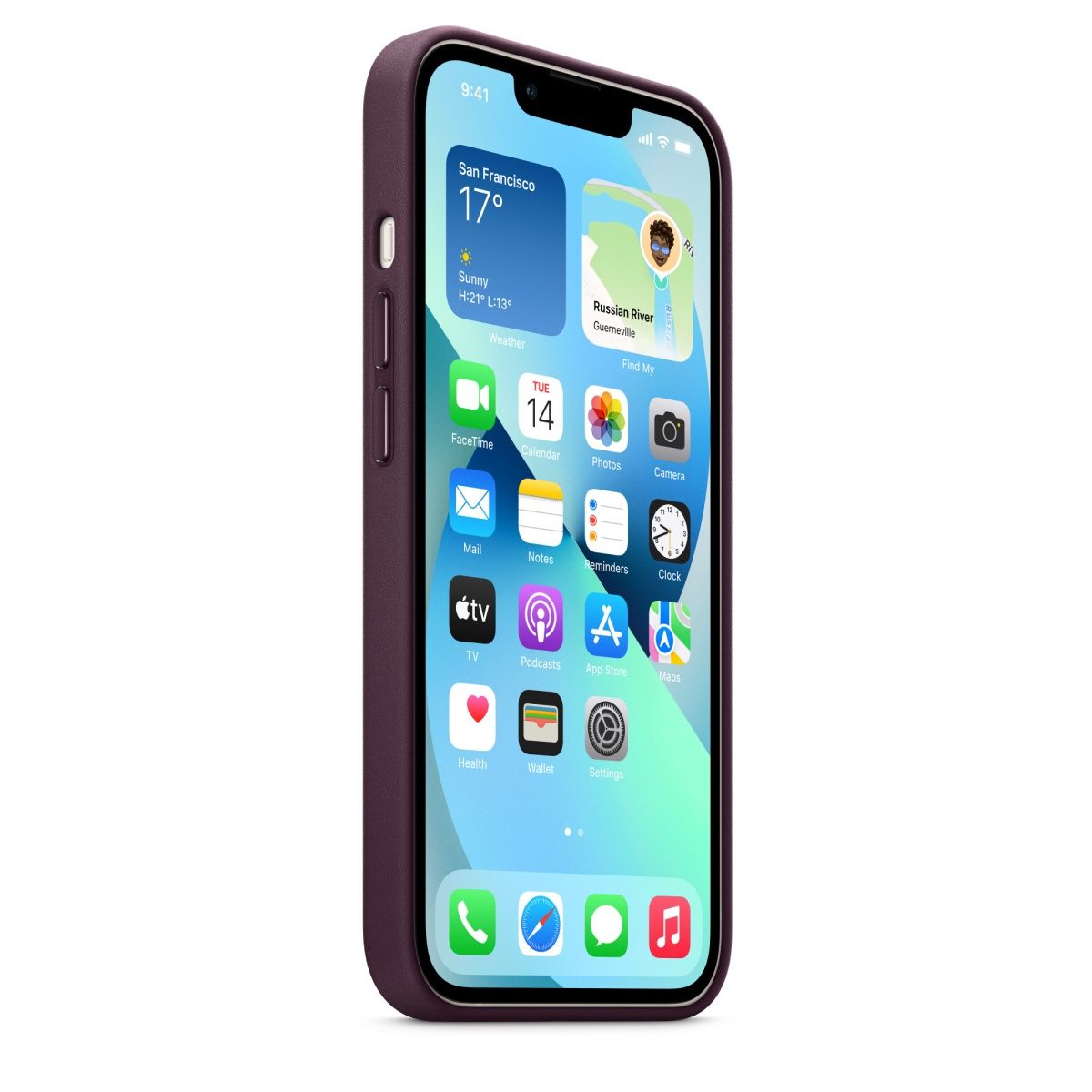 Чохол Leather Case з MagSafe для Apple iPhone 13 (6.1) (Dark Cherry) ААА