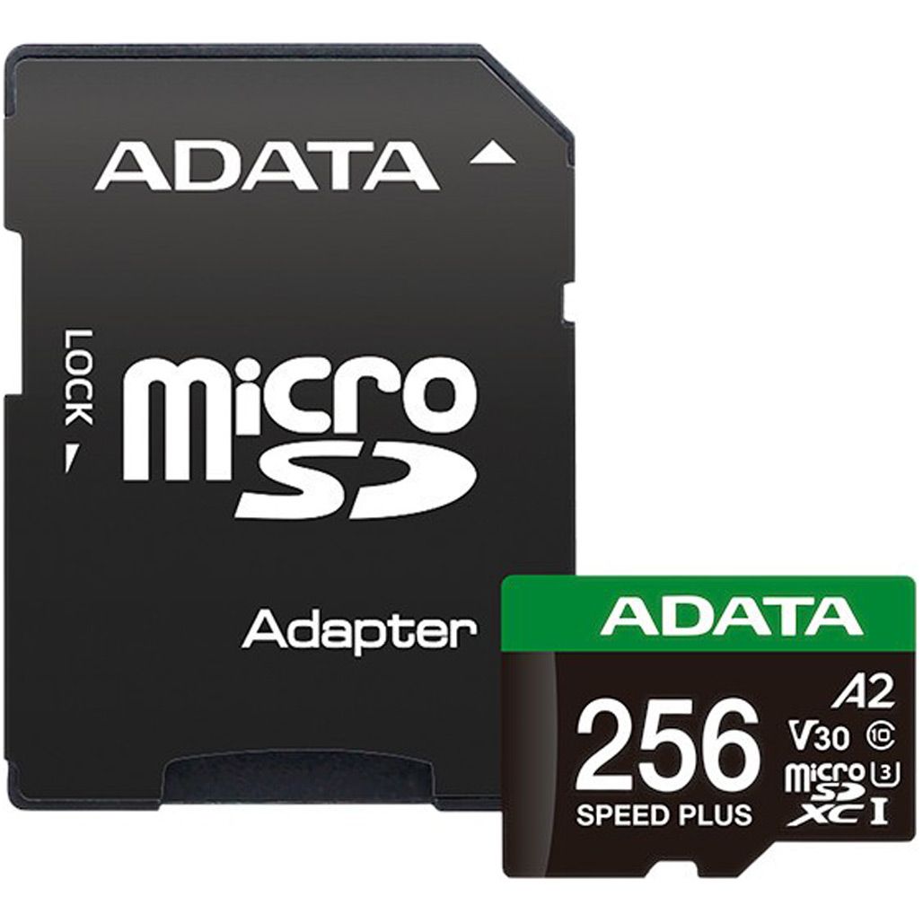 

Карта памяти ADATA microSDXC Speed Plus 256Gb Class 10 UHS-1 A2 V30 + SD адаптер (UD256GUI3V30A2SP-RA1)