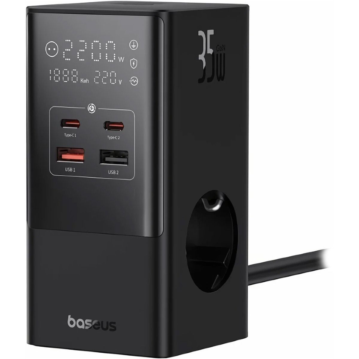 

Сетевое зарядное устройство Baseus GaN PowerCombo Tower Digital PowerStrip 35W Black (E00023606113-00)