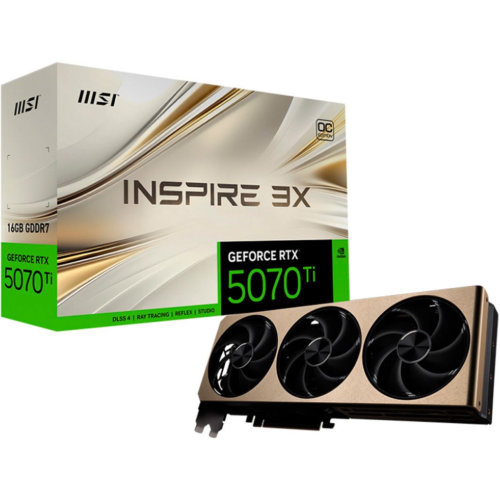

Відеокарта MSI GeForce RTX 5070 Ti 16G INSPIRE 3X OC PLUS (G507T-16I3CP) UA