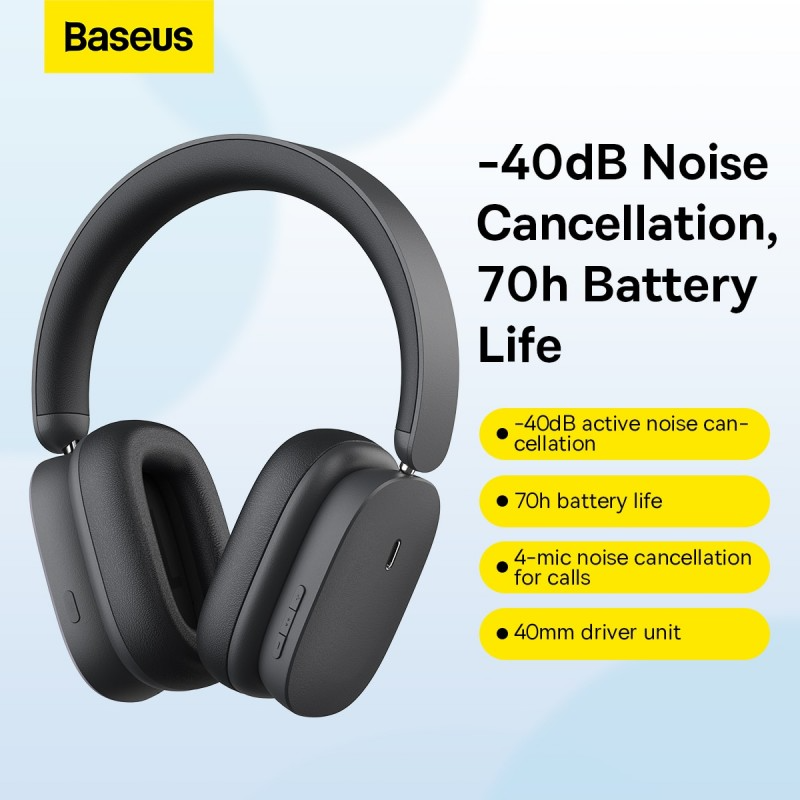 Навушники Baseus Bowie H1 Noise-Cancelling Wireless Headphones Gray (NGTW230013) 