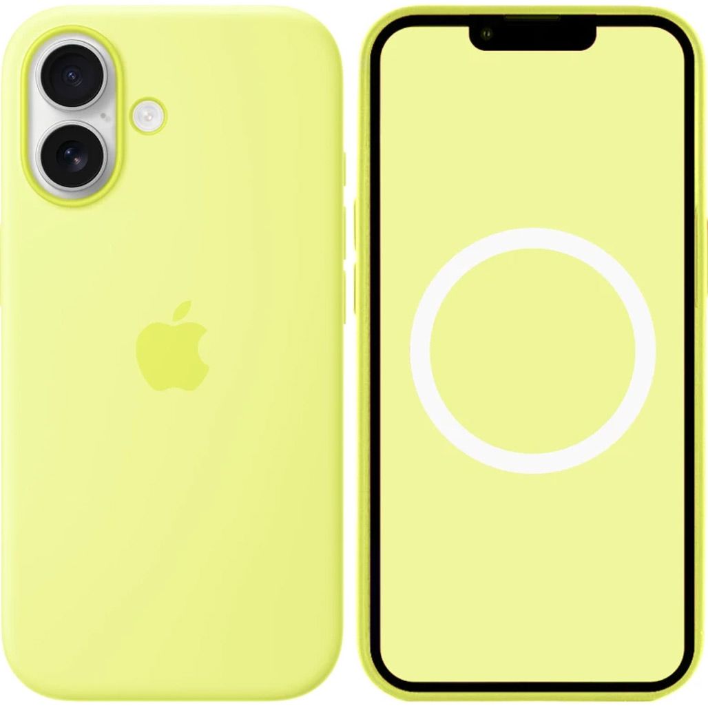 

Чехол Silicone Case with Button, Animation & MagSafe для Apple iPhone 17 Neon Yellow AAA