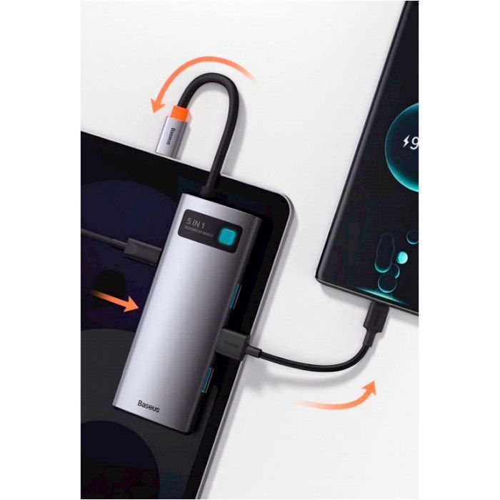 USB-хаб Baseus Metal Gleam Series 5 в 1 Multifunctional Gray (WKWG020013)