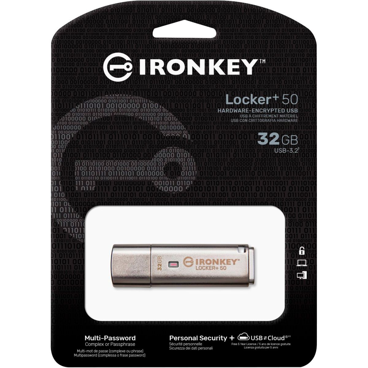 USB флеш-накопичувач Kingston IronKey Locker Plus 50 32GB USB-A 3.2 Silver (IKLP50/32GB)