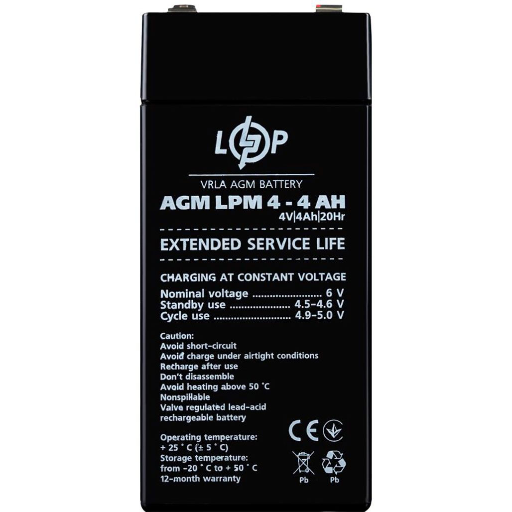 

Акумулятор LogicPower AGM 4V (4V/4Ah/16Wh) (4135)