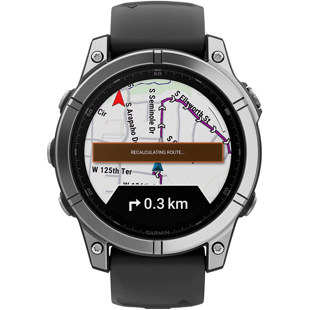 Смарт-годинник Garmin Fenix E 47mm AMOLED Stainless Steel with Black Silicone Band (010-03025-02/00)