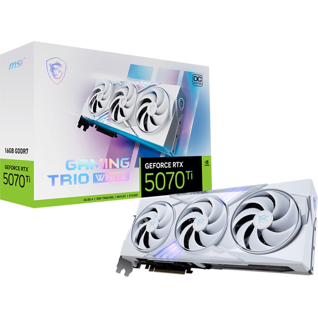 

Відеокарта MSI GeForce RTX 5070 Ti 16G Gaming Trio OC White (912-V531-057) EU