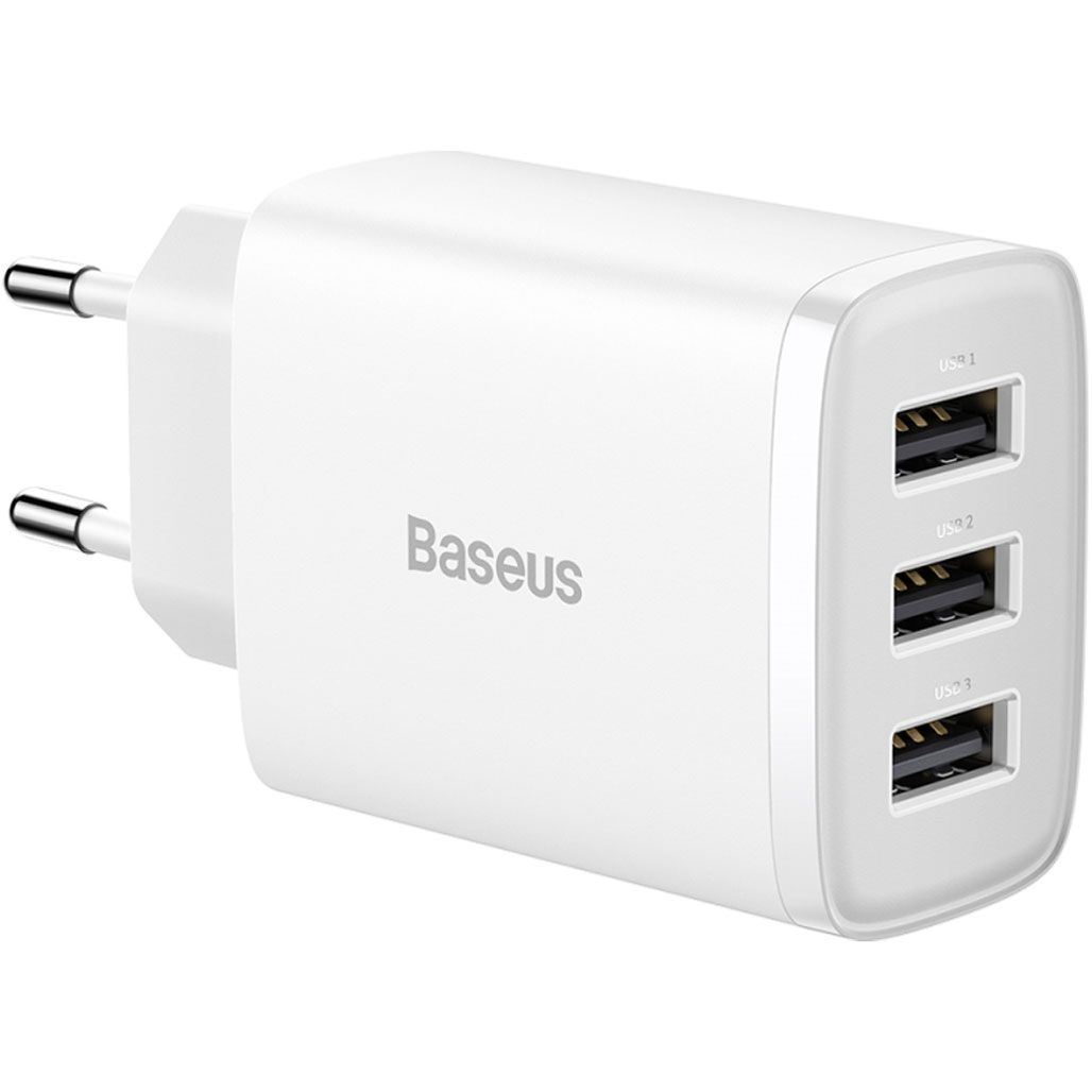 Сетевое зарядное устройство Baseus Compact Charger 3U 17W 3USB White (CCXJ020102)