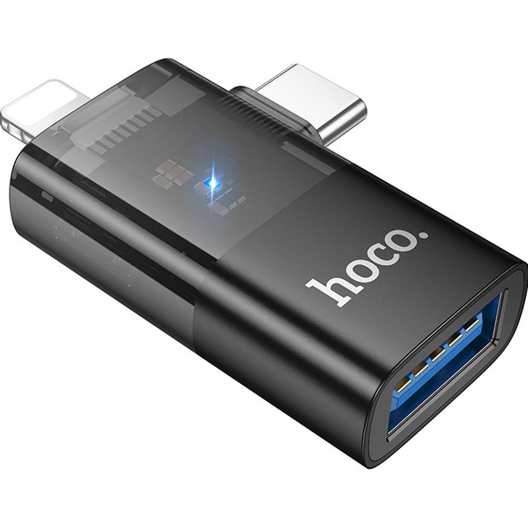 

Перехідник Hoco UA36E USB-C Male/Lightning Male to USB-A Female OTG Black