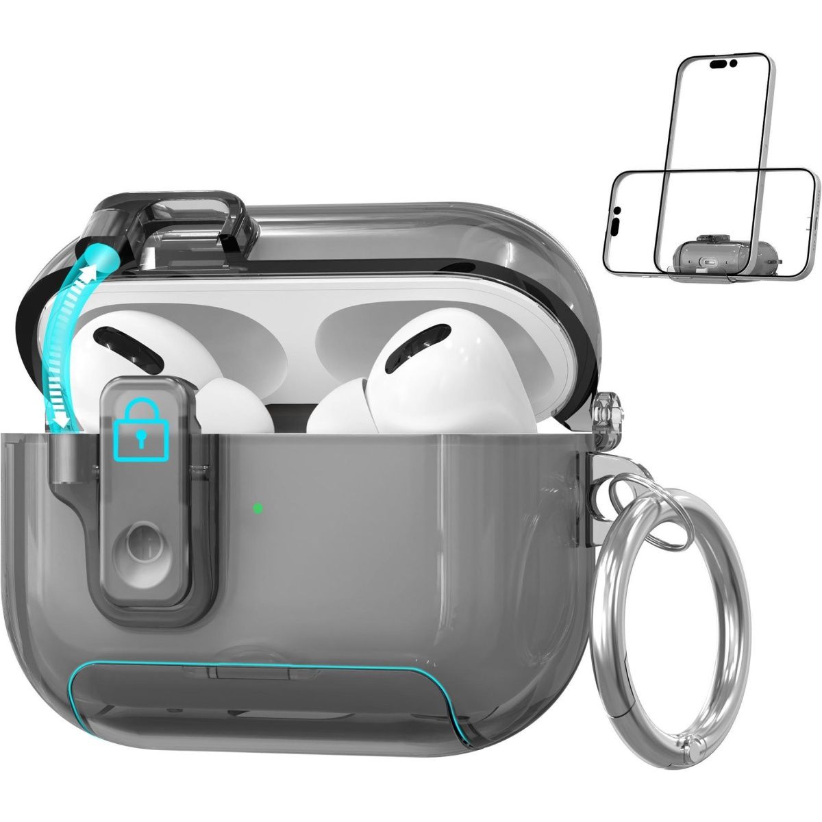 Чохол AhaStyle Easy Switch Button для Apple AirPods Pro 3 Transparent Black (CP-WG191-CBK) фото 2