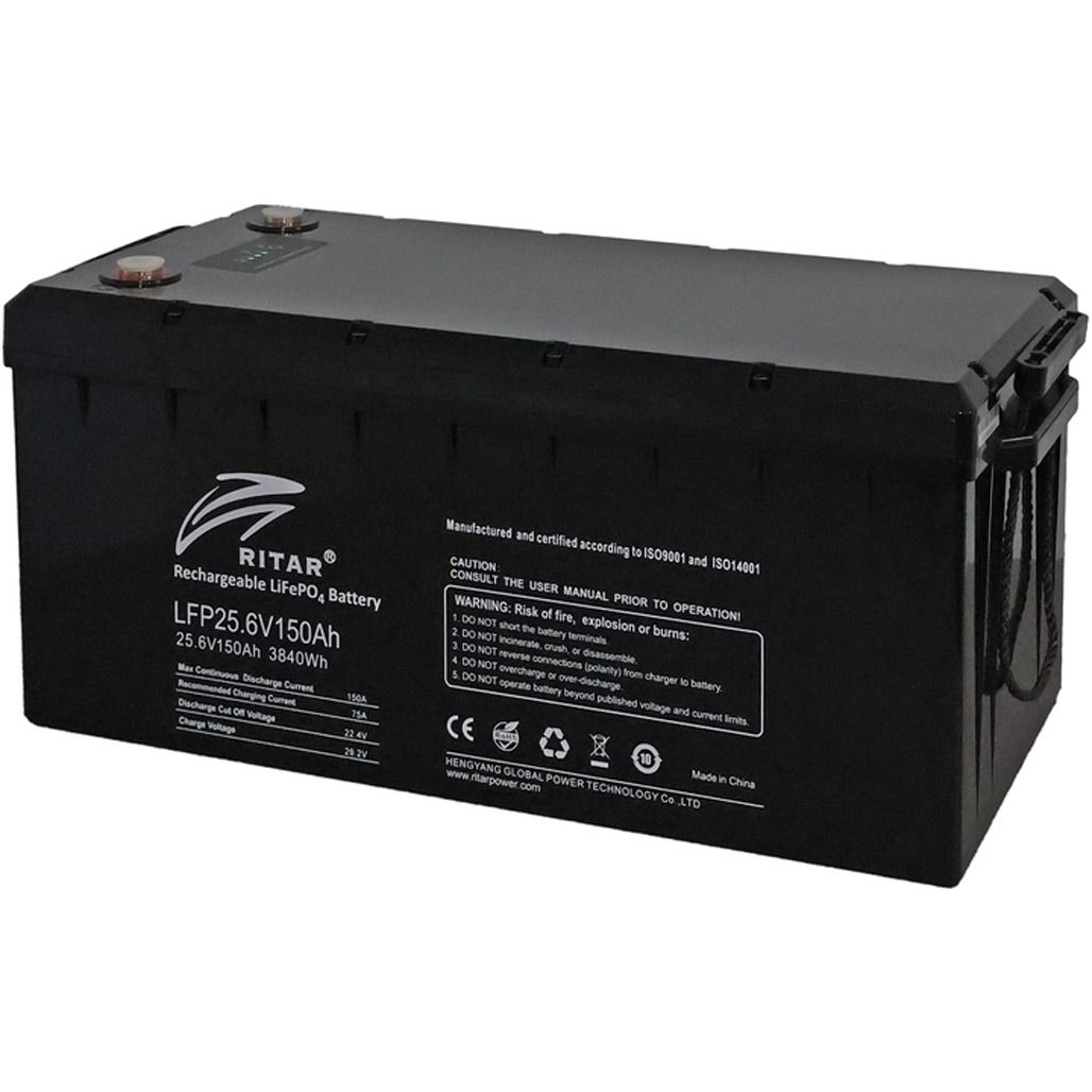 

Акумулятор Ritar LiFePO4 24V (25.6V/150Ah/3840Wh) (LFP25.6V150Ah G2)