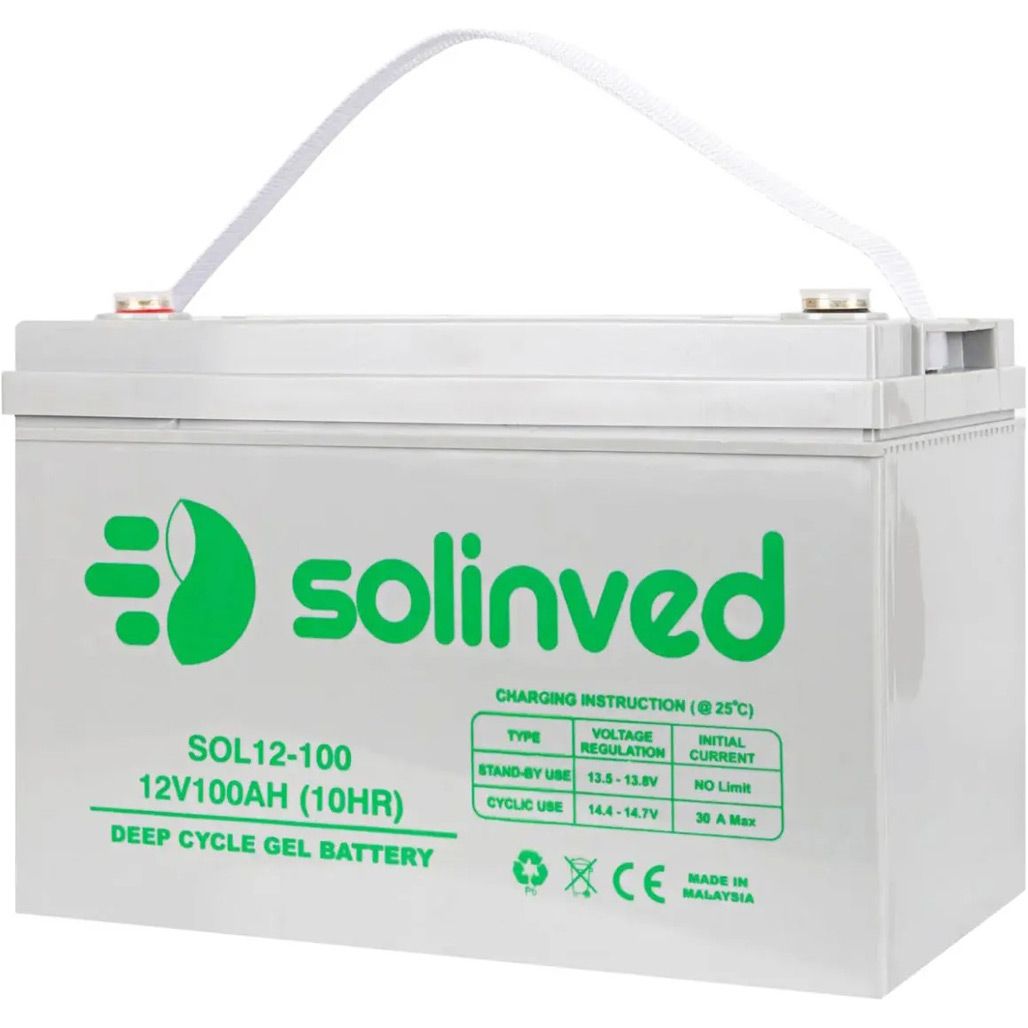 

Акумулятор Solinved GEL 12V (12V/100Ah/1200Wh) (SLG100-12)