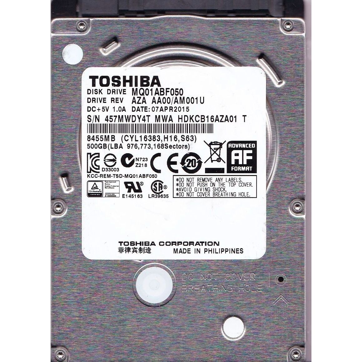 

Жорсткий диск 2.5" Toshiba MQ01 500GB SATA 8MB (MQ01ABF050)