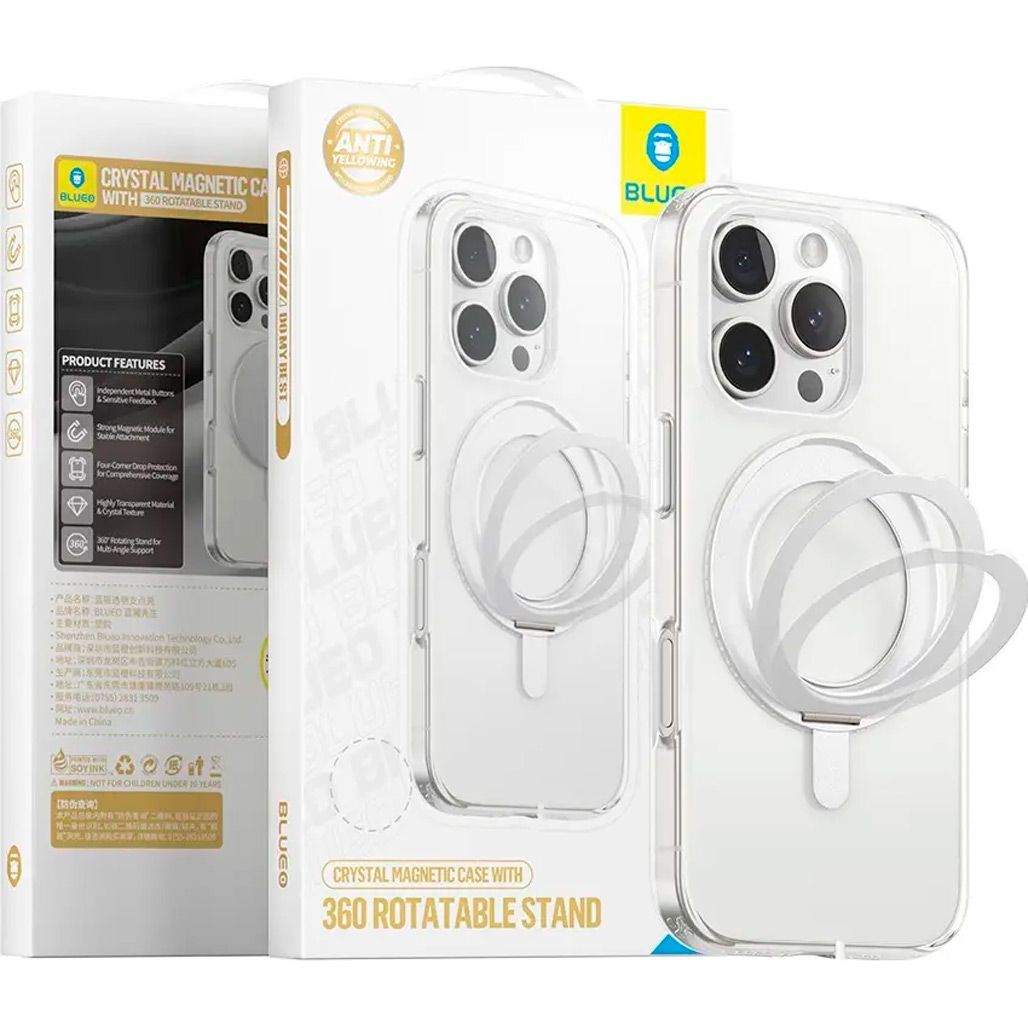 Чохол Blueo Crystal Case Rotatable Stand with MagSafe для Apple iPhone 16 Pro Max Transparent