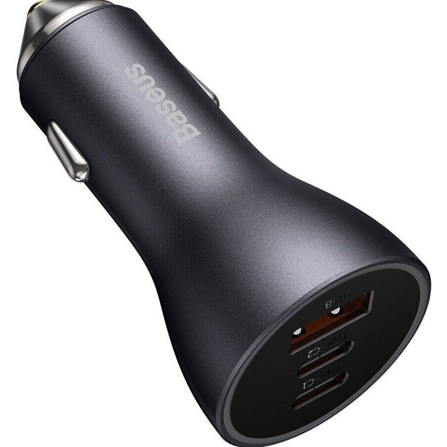 Автомобільний зарядний пристрій Baseus Golden Contactor Pro Triple Fast Charger Car Charger 65W U+C+C Dark Gray (CGJP010013)