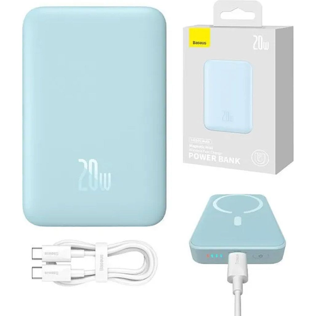 Зовнішній акумулятор Baseus Magnetic Mini Wireless Fast Charge Power Bank 10000mAh 20W Blue (PPCX110103)