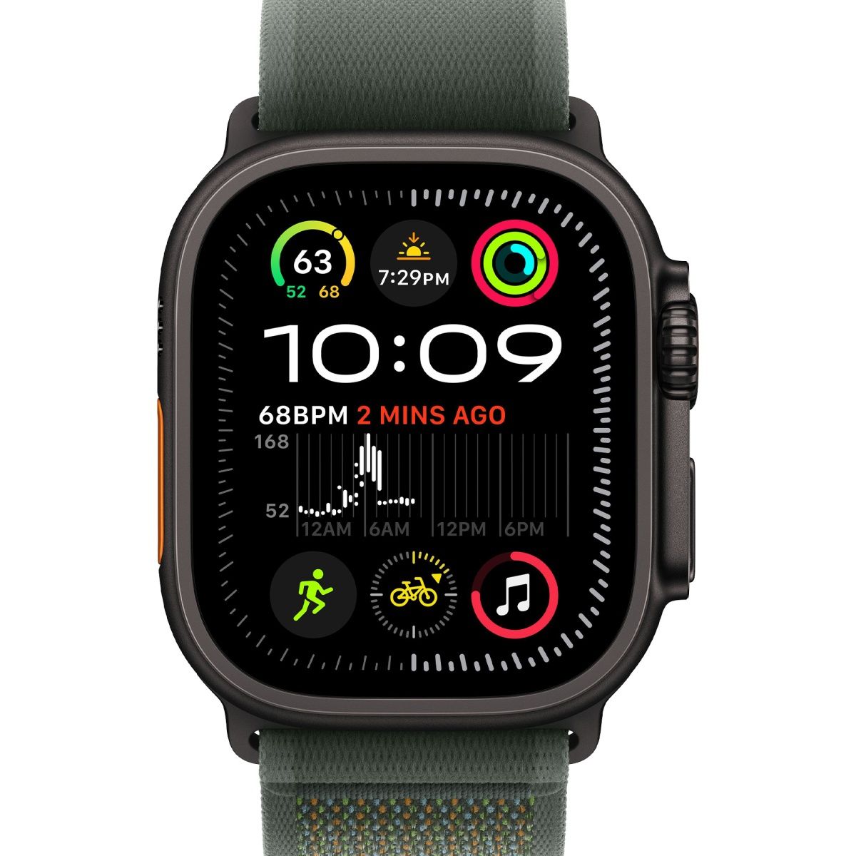 Смарт-годинник Apple Watch Ultra 2 49mm Black Titanium Case with Green Trail Loop M/L (MYTJ3+MYQ43)