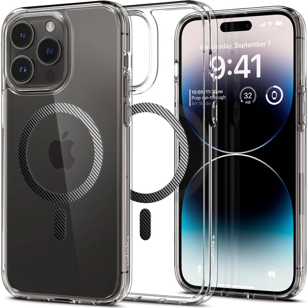 

Чохол Spigen Ultra Hybrid with MagSafe для iPhone 14 Pro Max Carbon Fiber (ACS04827)
