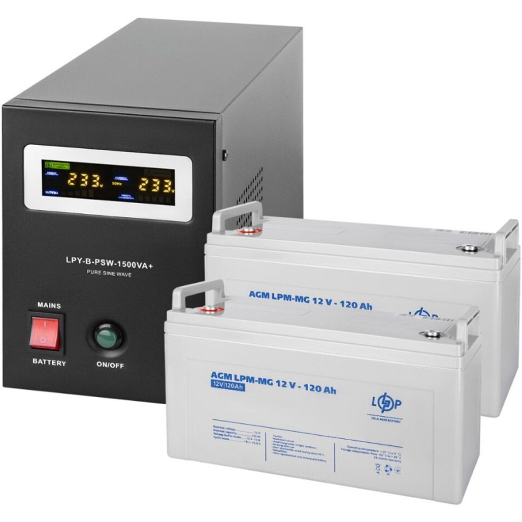 

Джерело безперебійного живлення (ДБЖ) LogicPower B1500 + 2 x LPM-MG батарея 12V - 120Ah (19806)