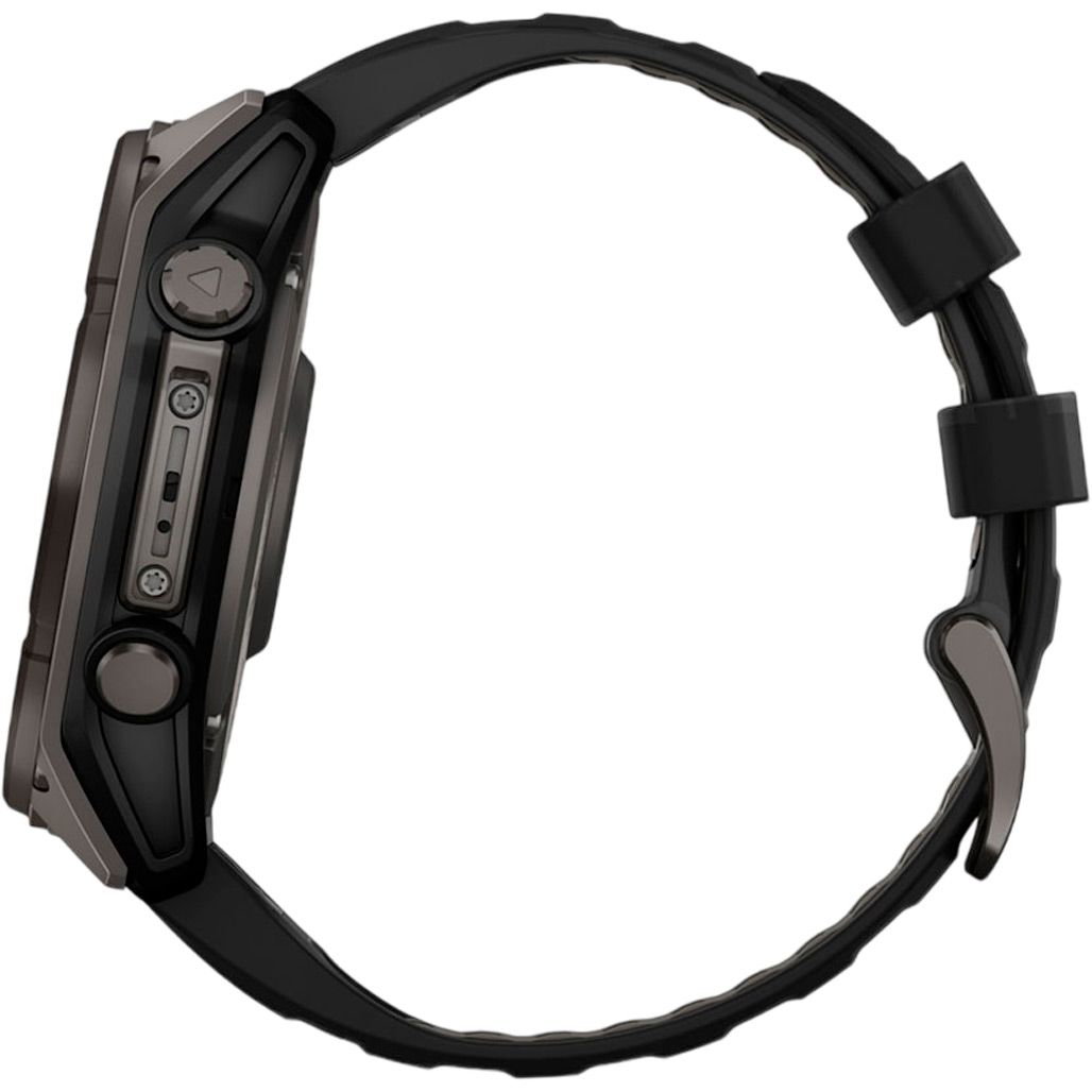 Смарт-годинник Garmin Fenix 8 Solar Sapphire 51mm Carbon Gray DLC Titanium with Black/Pebble Gray Silicone Band (010-02907-10)