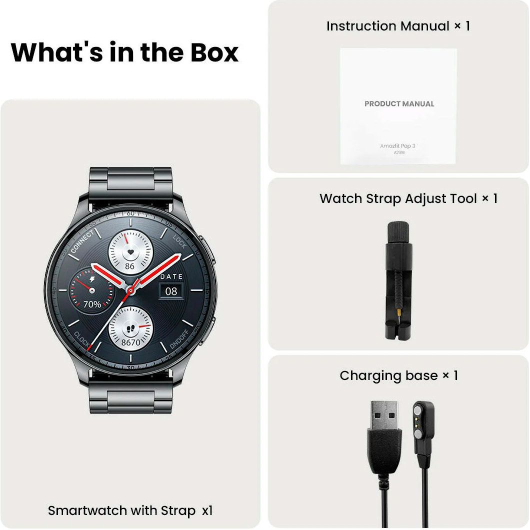 Смарт-годинник Amazfit Pop 3R Metallic Silver
