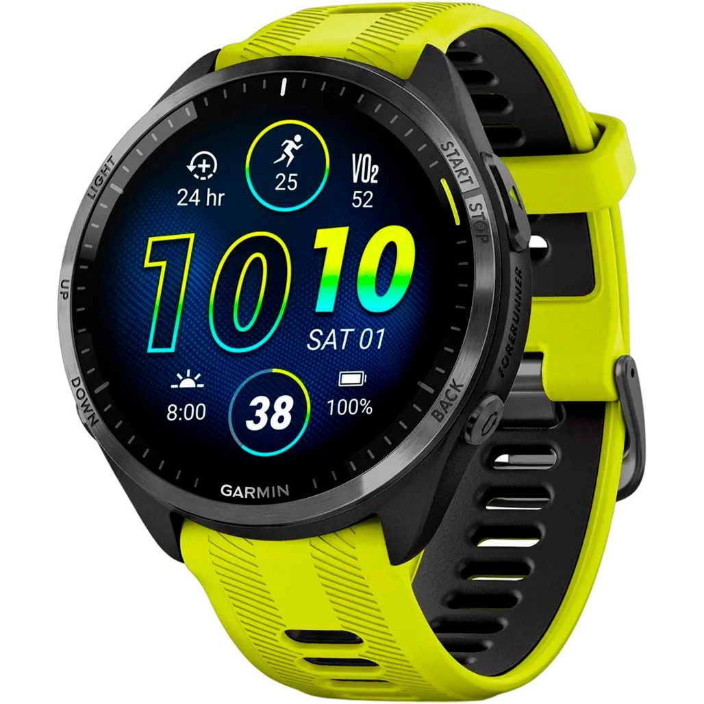 

Смарт-часы Garmin Forerunner 965 Titanium Bezel with Black Case and and Yellow/Black Silicone Band (010-02809-02/12)