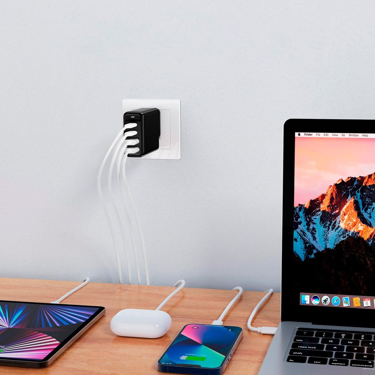 Мережевий зарядний пристрій Choetech PD140W GaN 4-Port Wall Charger Black (PD6005-EU-BK)