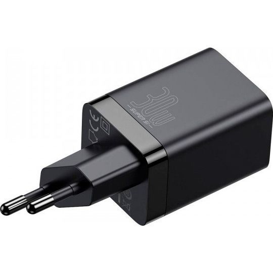 Мережевий зарядний пристрій Baseus Super Si Pro Quick Charger 30W USB-C + USB-A Black (CCSUPP-E01)