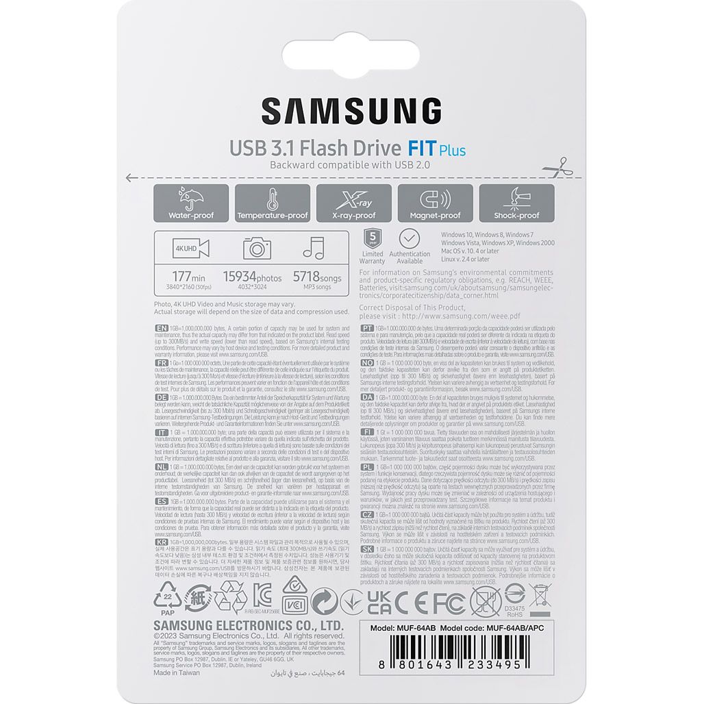 USB флеш-накопичувач Samsung Fit Plus 64GB USB-A 3.1 Gen 1 (MUF-64AB/APC) 