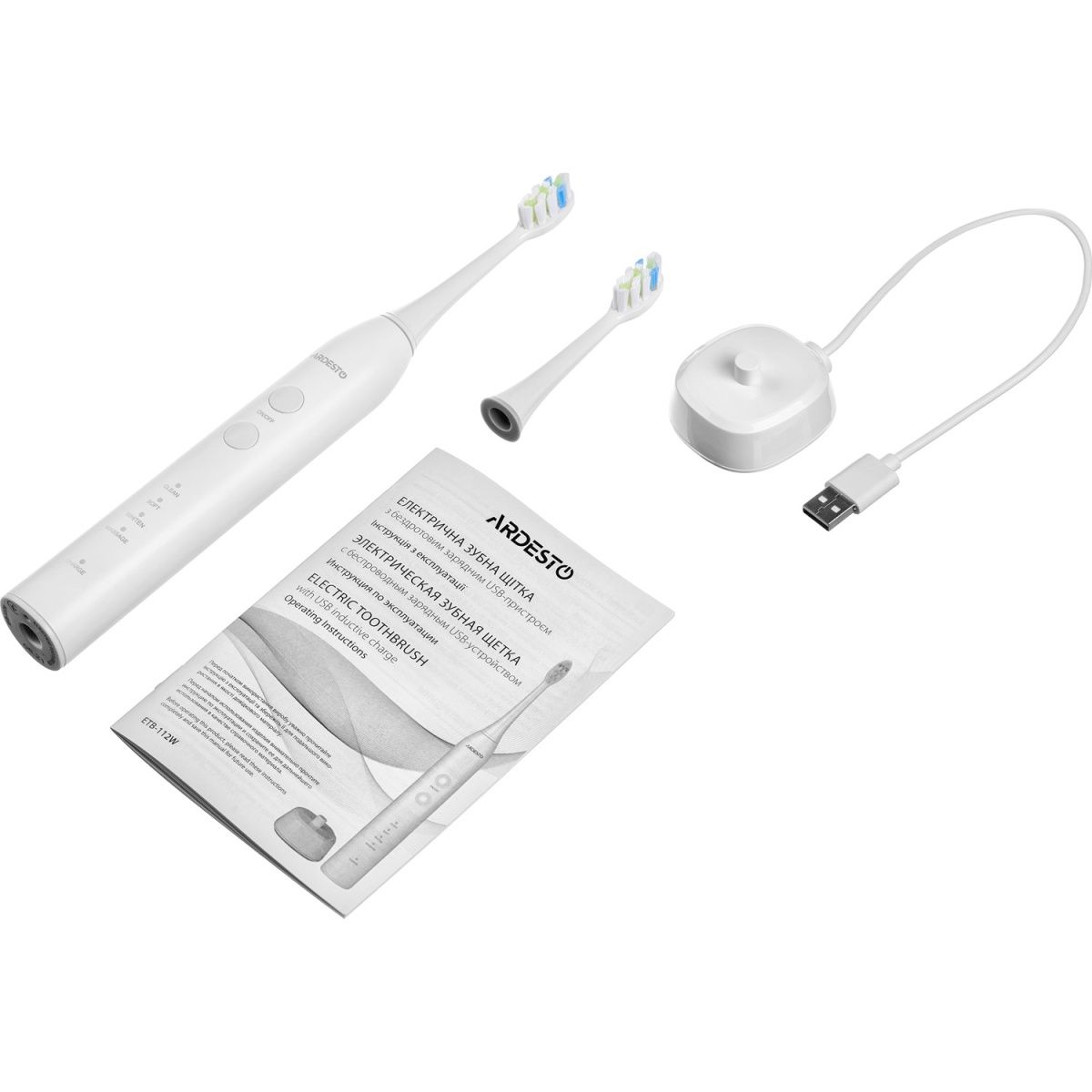 Електрична зубна щітка Ardesto ETB-112W White